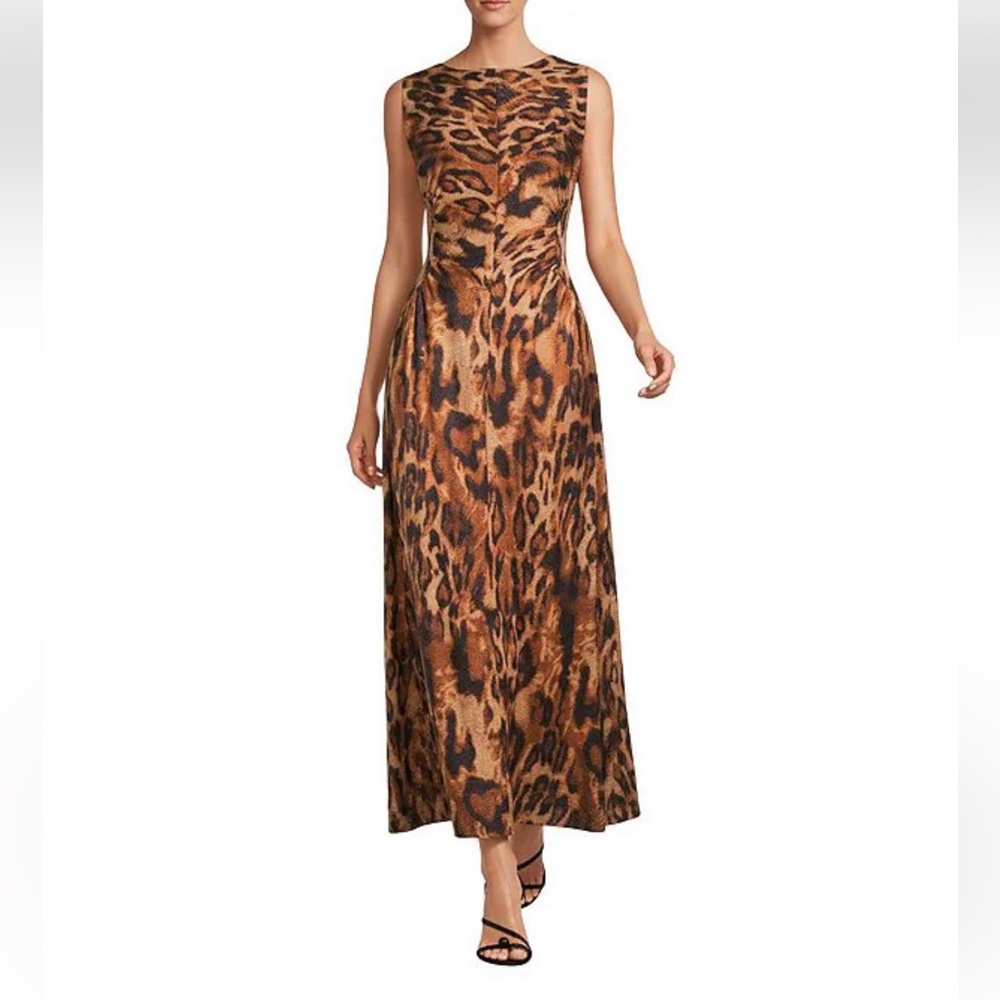 NWT Antonio Melani Kristen Leopard Print Boat Neck Sleeveless Blouson Dress